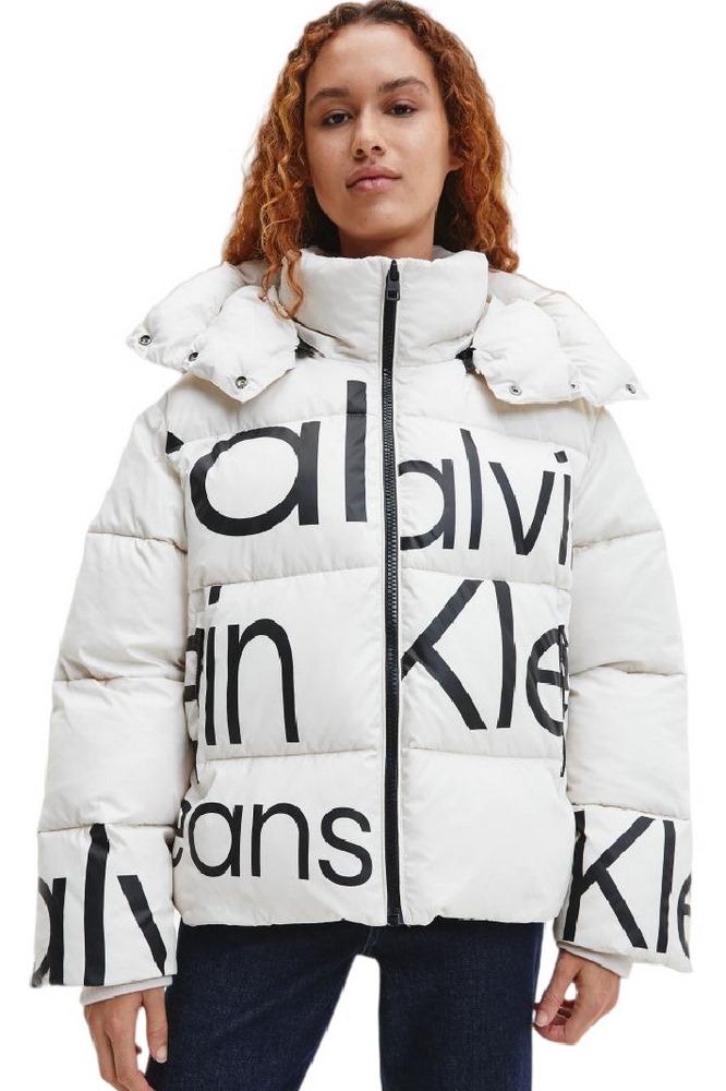 CALVIN KLEIN JEANS BOLD DISRUPTED LOGO PUFFER ΜΠΟΥΦΑΝ ΓΥΝΑΙΚΕΙΟ ECRU